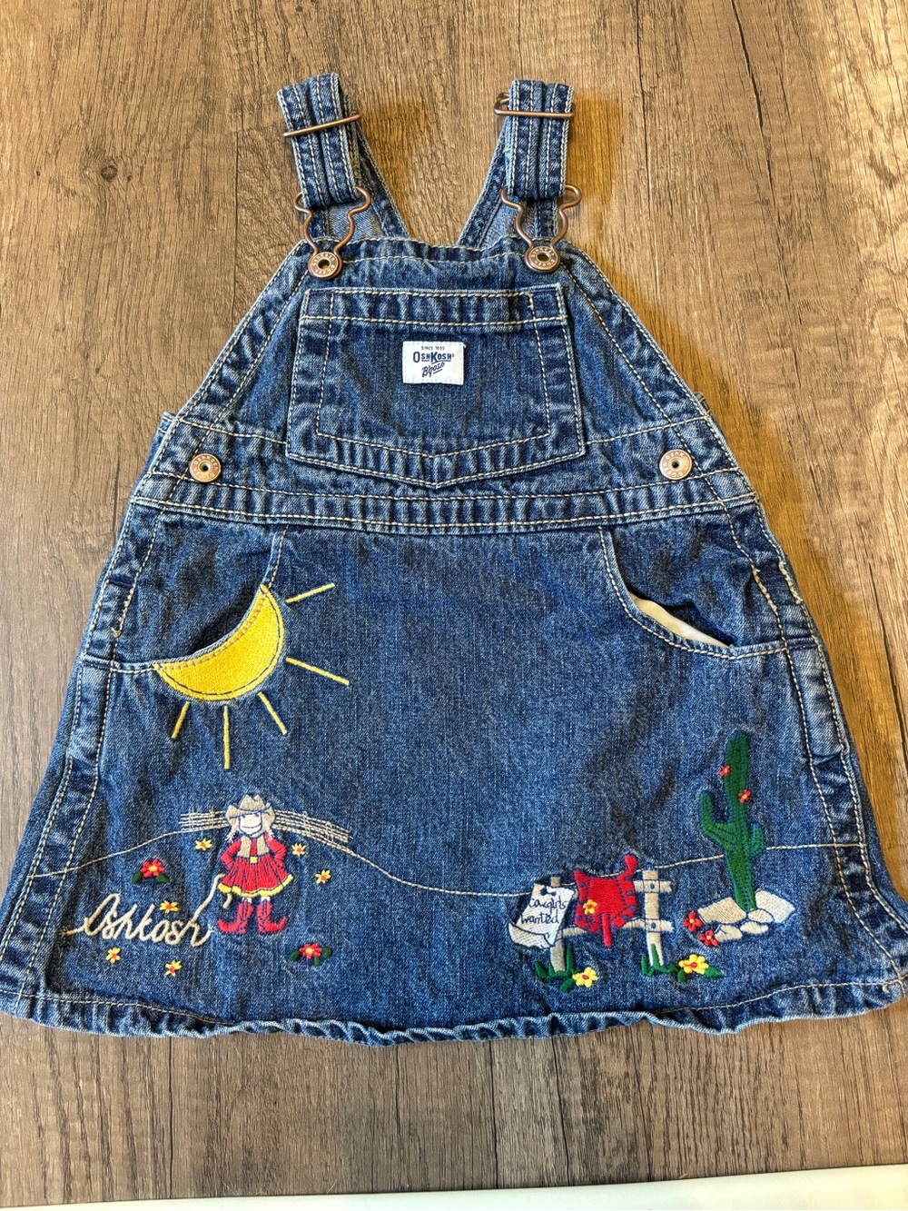 Vintage 2000s Y2K Oshkosh B’Gosh Cowgirl Country Western Overall Dress Vestbak